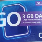 SIM O2 GO 3 GB + 100 Minut + 50 Kč kredit